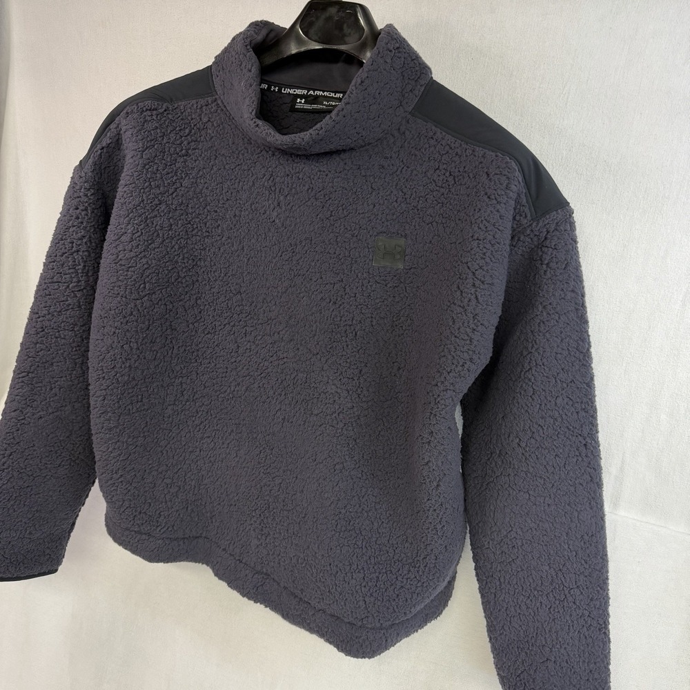 Under Armour Sherpa Fleece Mock Neck Cropped Pullover Black XL